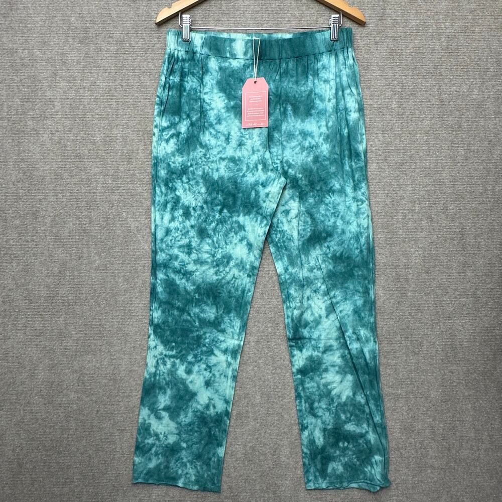 Ivy City Co Aquamarine Tie Dye Lounge Pants Green Teal Straight Leg Sleepwear L